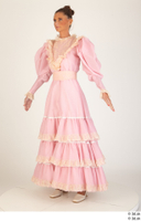  Photos Woman in Historical Civilian dress 3 19th century Medieval Clothing Pink dress a poses whole body 0002.jpg